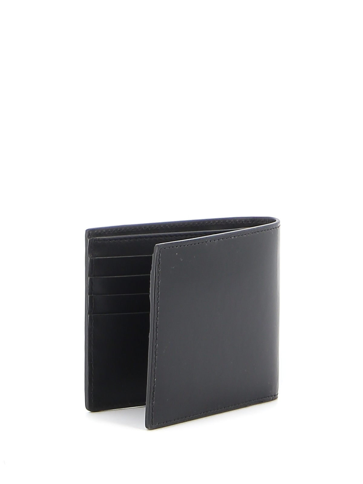 Burberry Men's Black Logo Print Leather Bifold Wallet