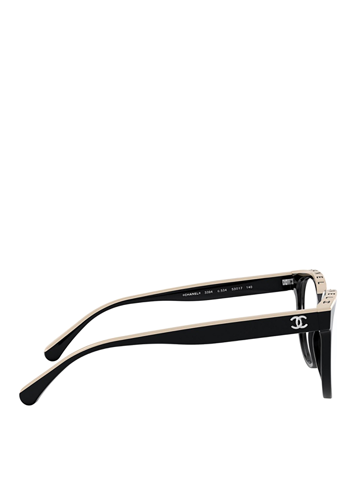 Branded frame black round eyeglasses