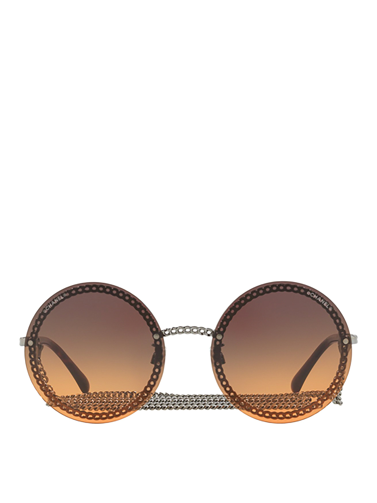 Chain embellished round sunglasses