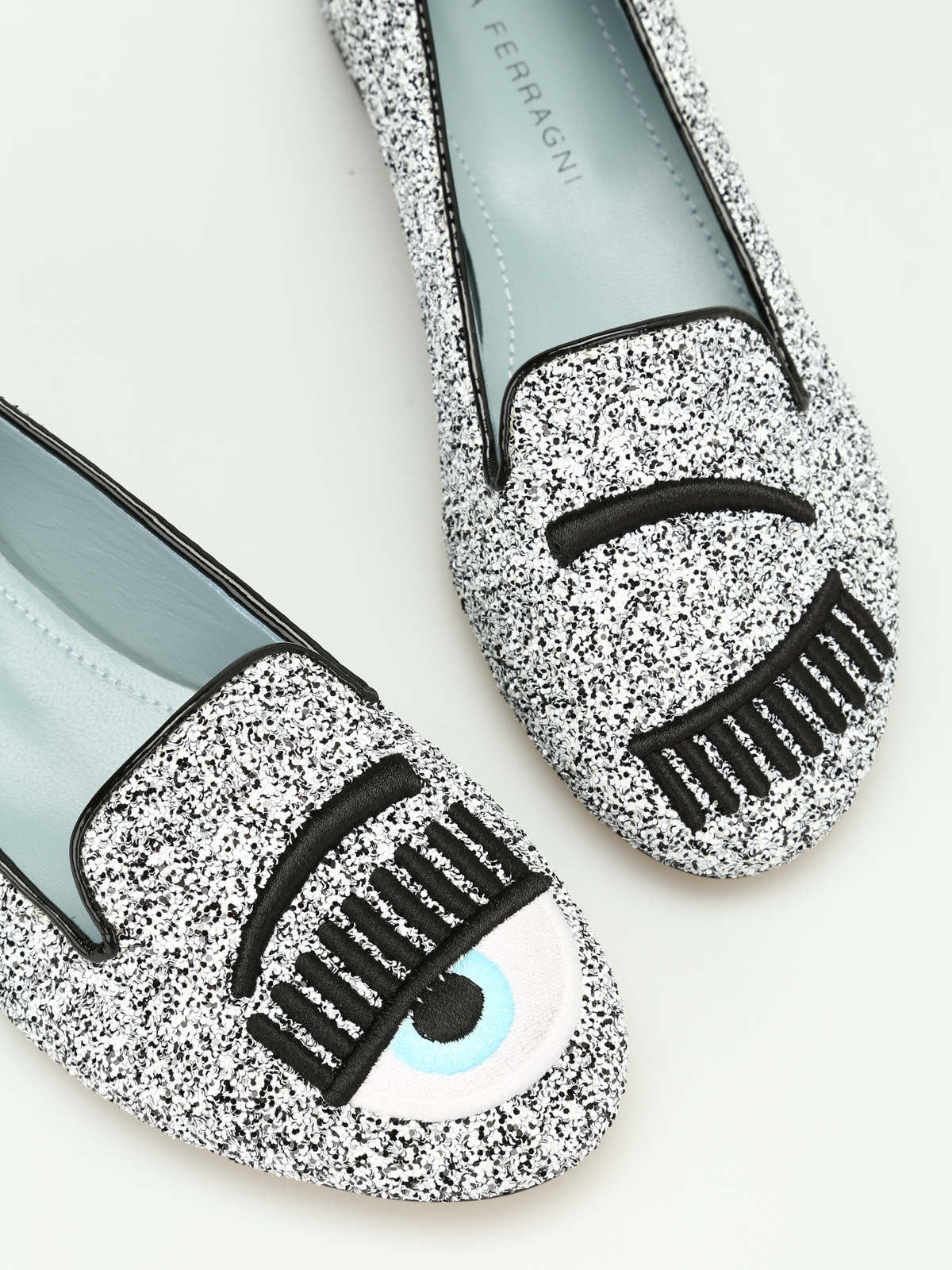 Flat shoes Chiara Ferragni - Flirting glittered flat shoes -  CF1604BLACKWHITE