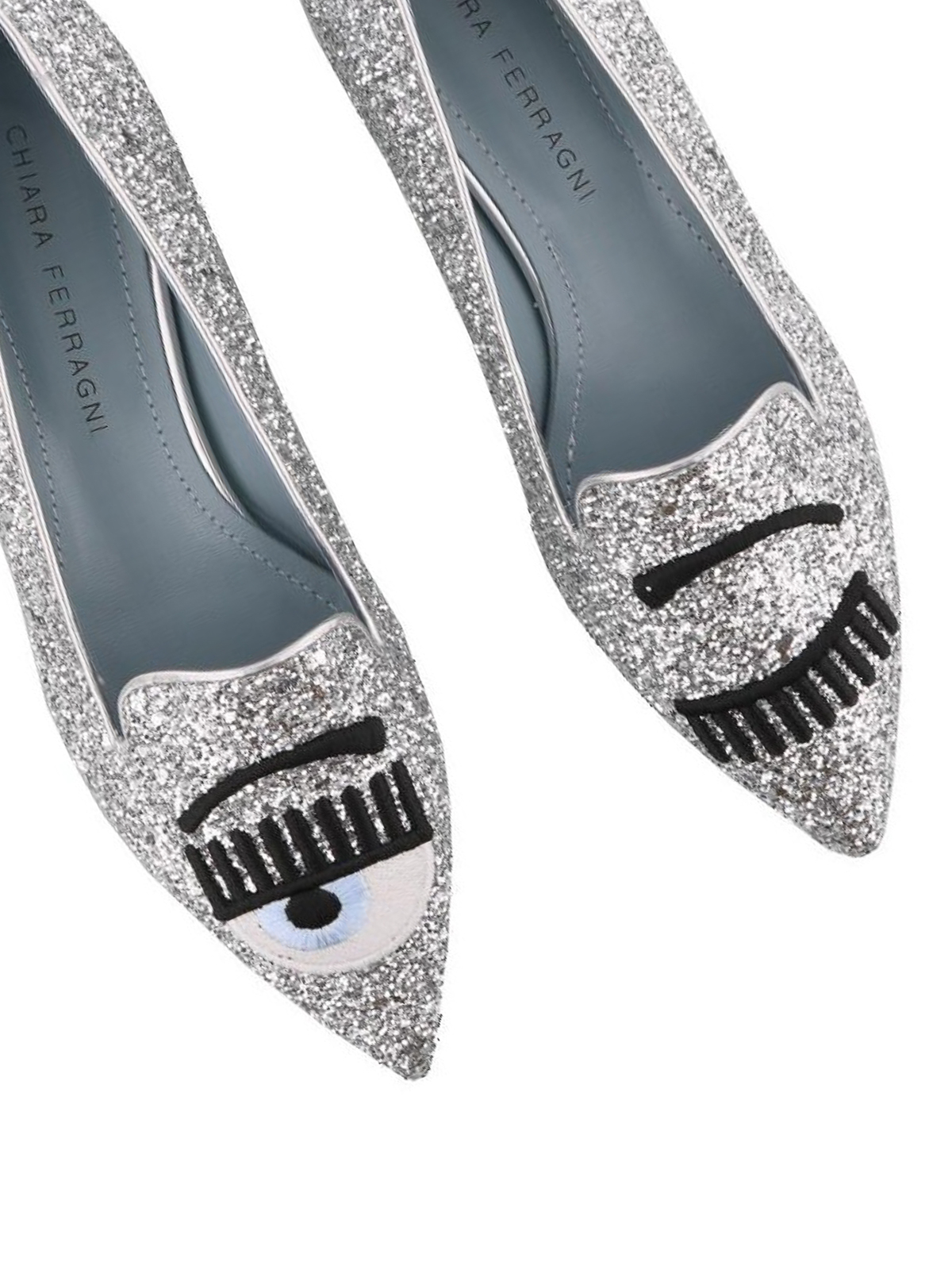 Flat shoes Chiara Ferragni - Flirting silver glitter flat pointy shoes -  CF2010