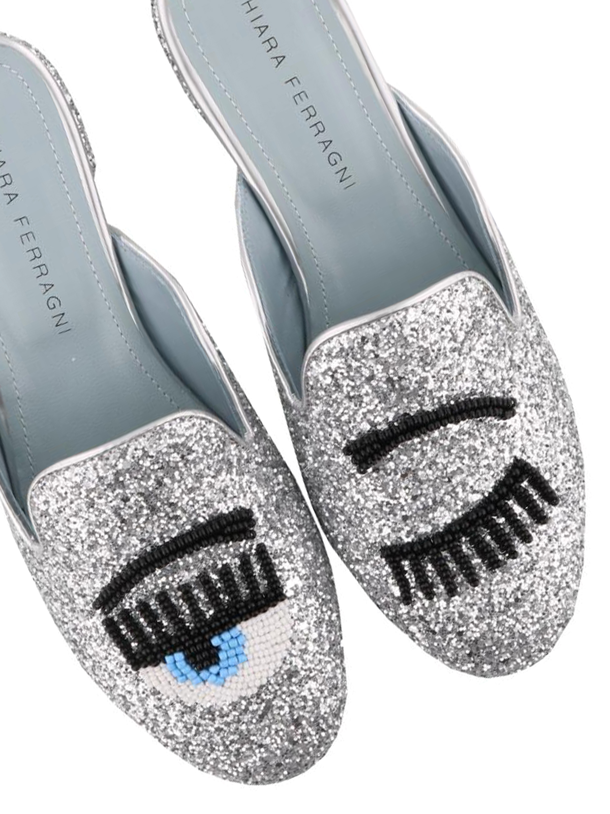 Mules shoes Chiara Ferragni - Flirting silver glitter mules - CF1502