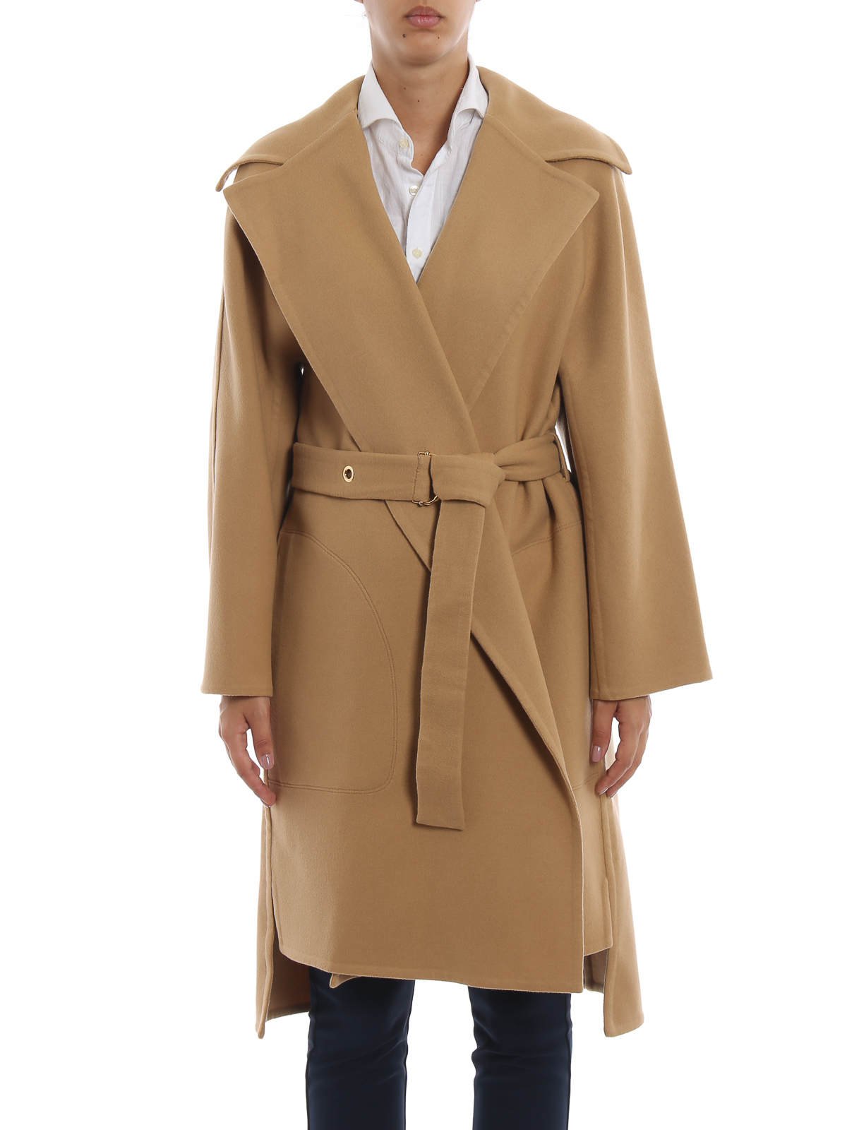 asymmetrical belted coat