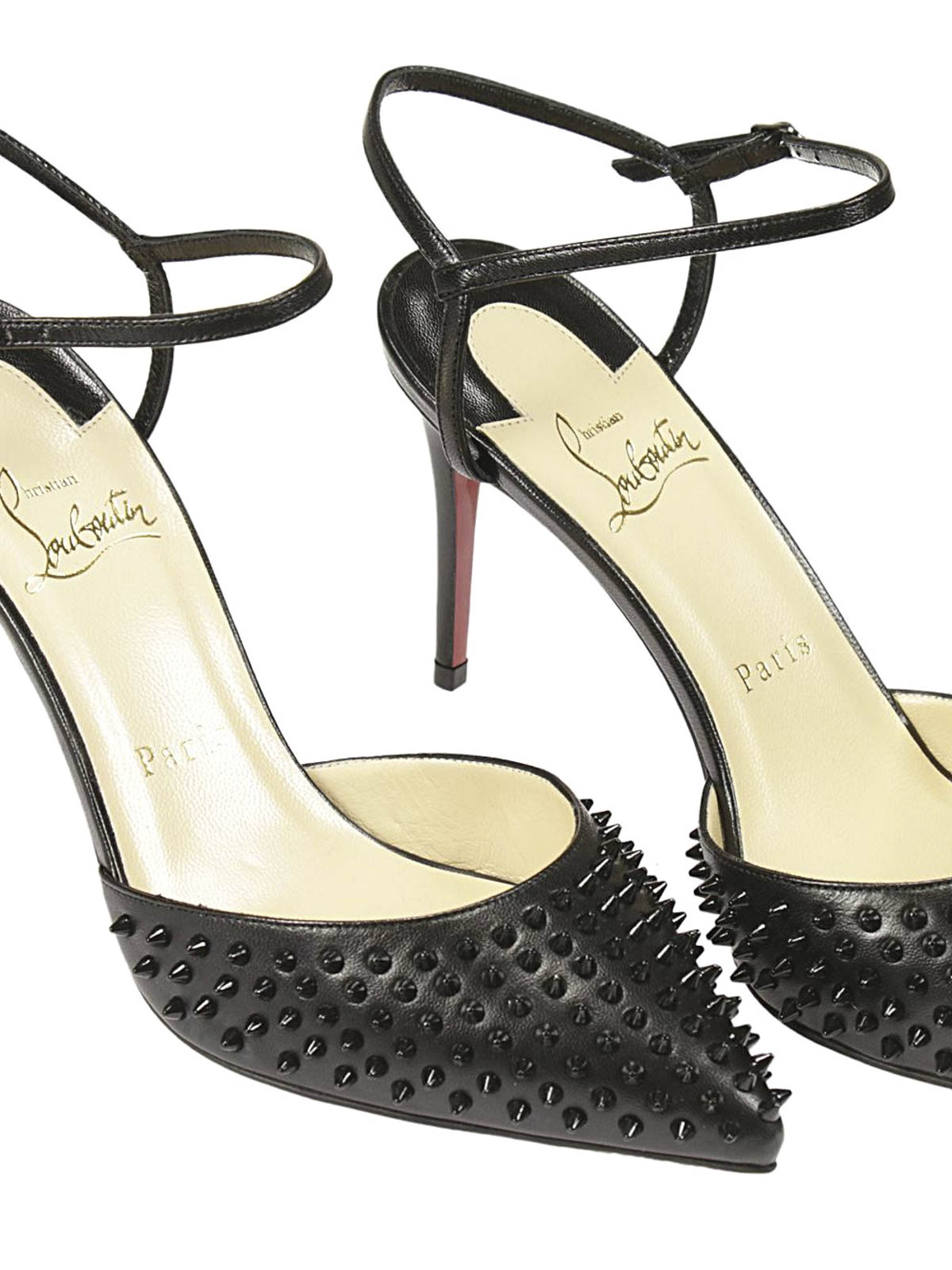 Christian Louboutin Baila Spiked Patent Leather Ankle-strap Pumps