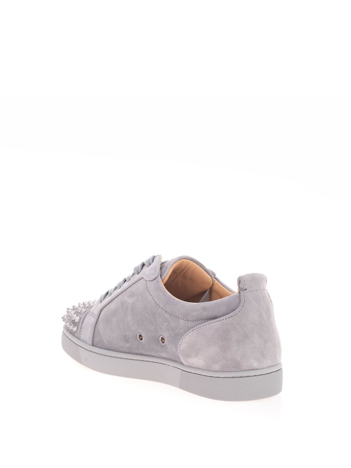 Christian Louboutin Grey Suede Louis Orlato Junior Spikes Sneakers