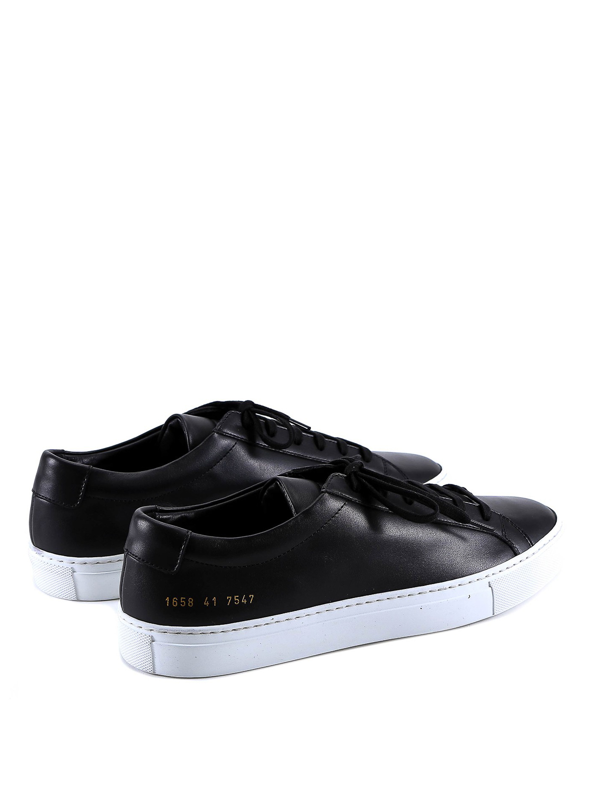 Shop Common Projects Smooth Leather Black Sneakers