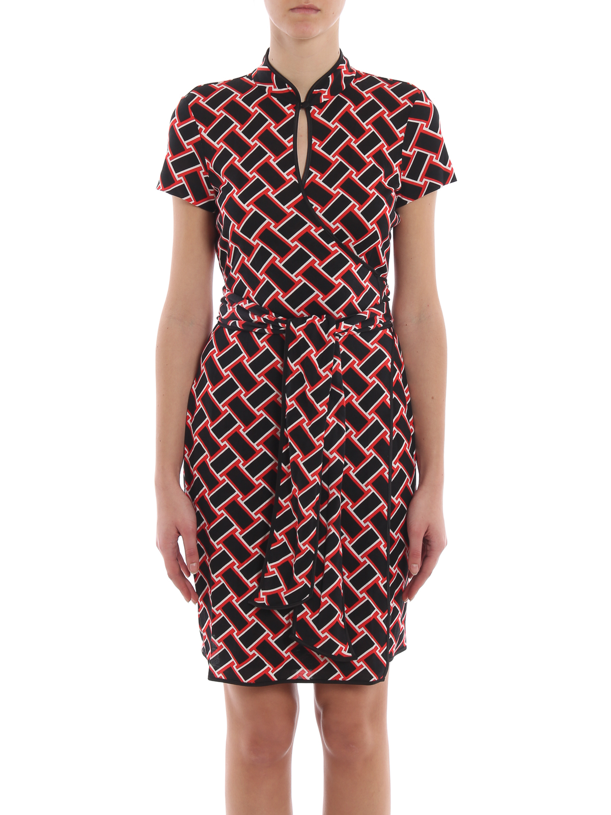 Diane Von Furstenberg Geometric print keyhole silk jersey dress |12480DVFVGWBB