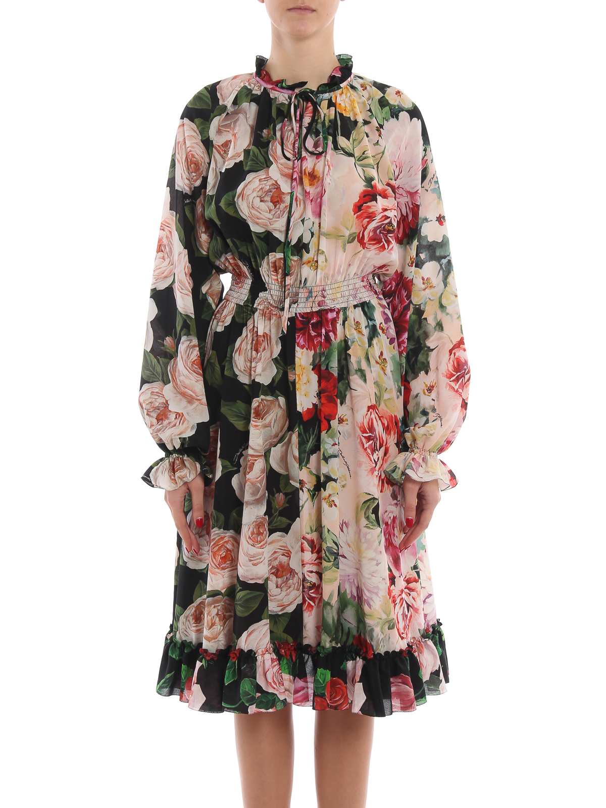 Dolce & Gabbana☆花柄 サテン カクテルドレス 限定セール！Dolce & Gabbana ドルチェ＆ガッバーナ 花柄