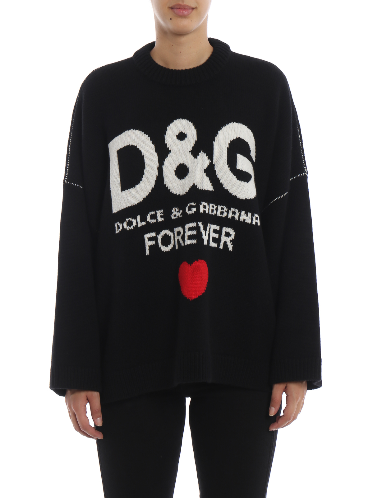Souvenir knude os selv Crew necks Dolce & Gabbana - D&G Forever intarsia cashmere sweater -  FX274TJAWHBS9000
