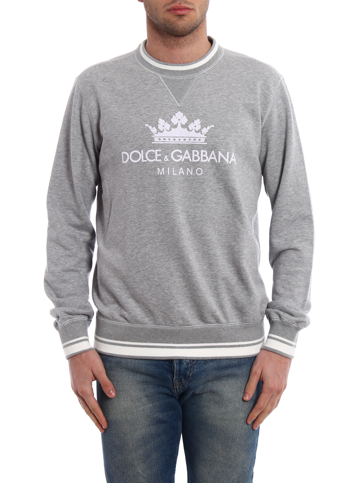 undergrundsbane koste krigsskib Sweatshirts & Sweaters Dolce & Gabbana - Crown logo melange grey sweatshirt  - G9KJ3THU7ALS8294