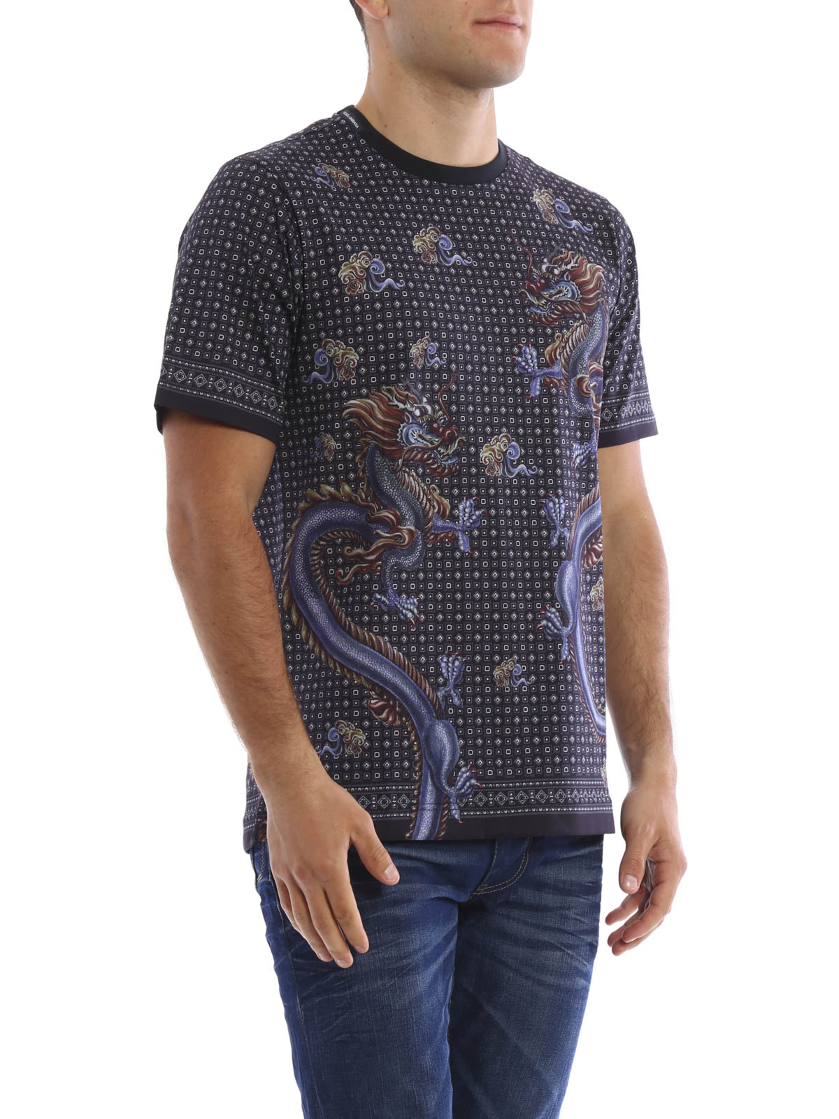 T-shirts Dolce & Gabbana - Chinese dragons print T-shirt