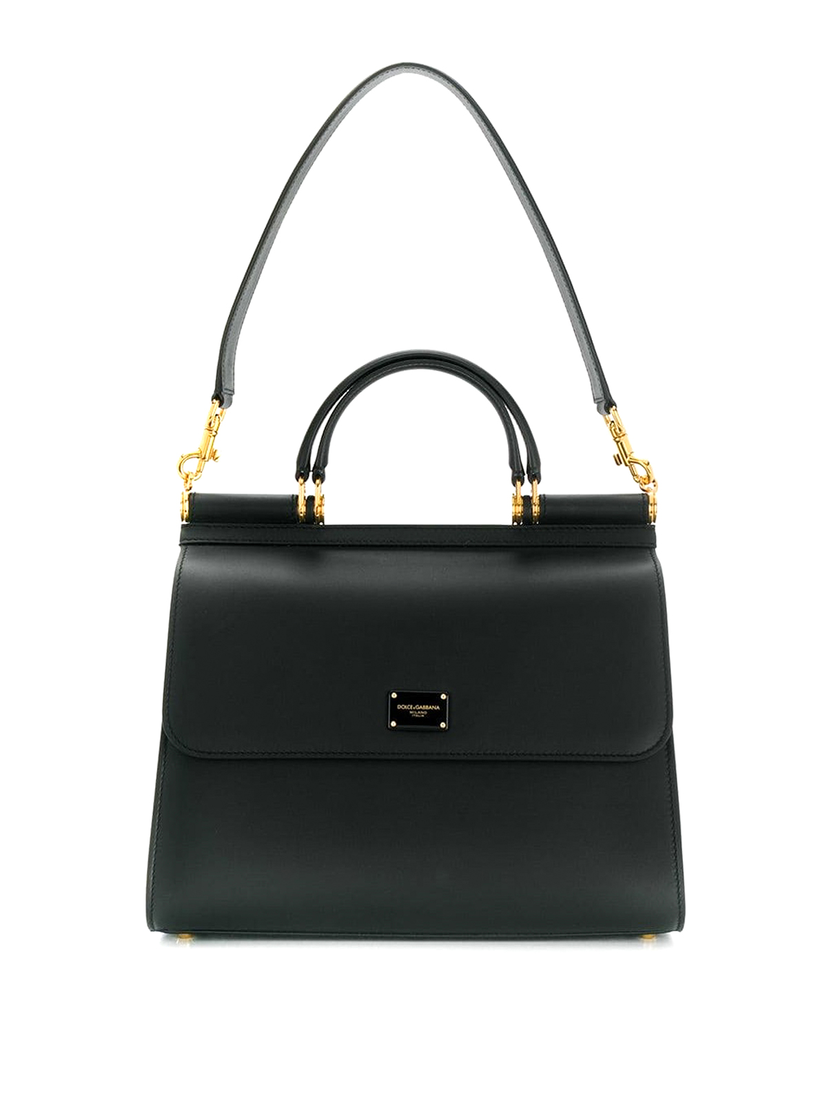 Shop Dolce & Gabbana Sicily 58 Large Leather Bag In Black