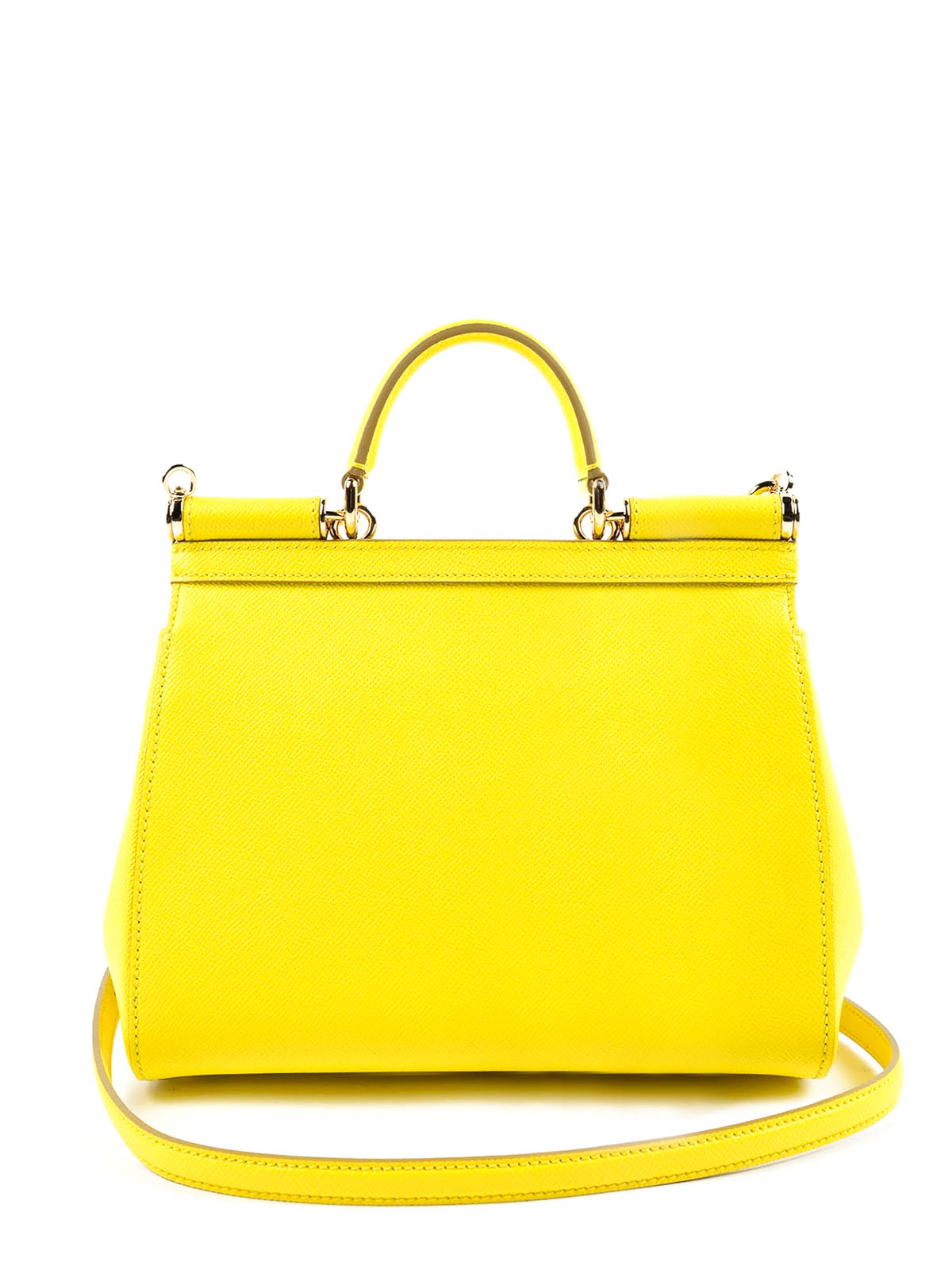 Dolce & Gabbana Sicily Medium Leather Handbag in Yellow