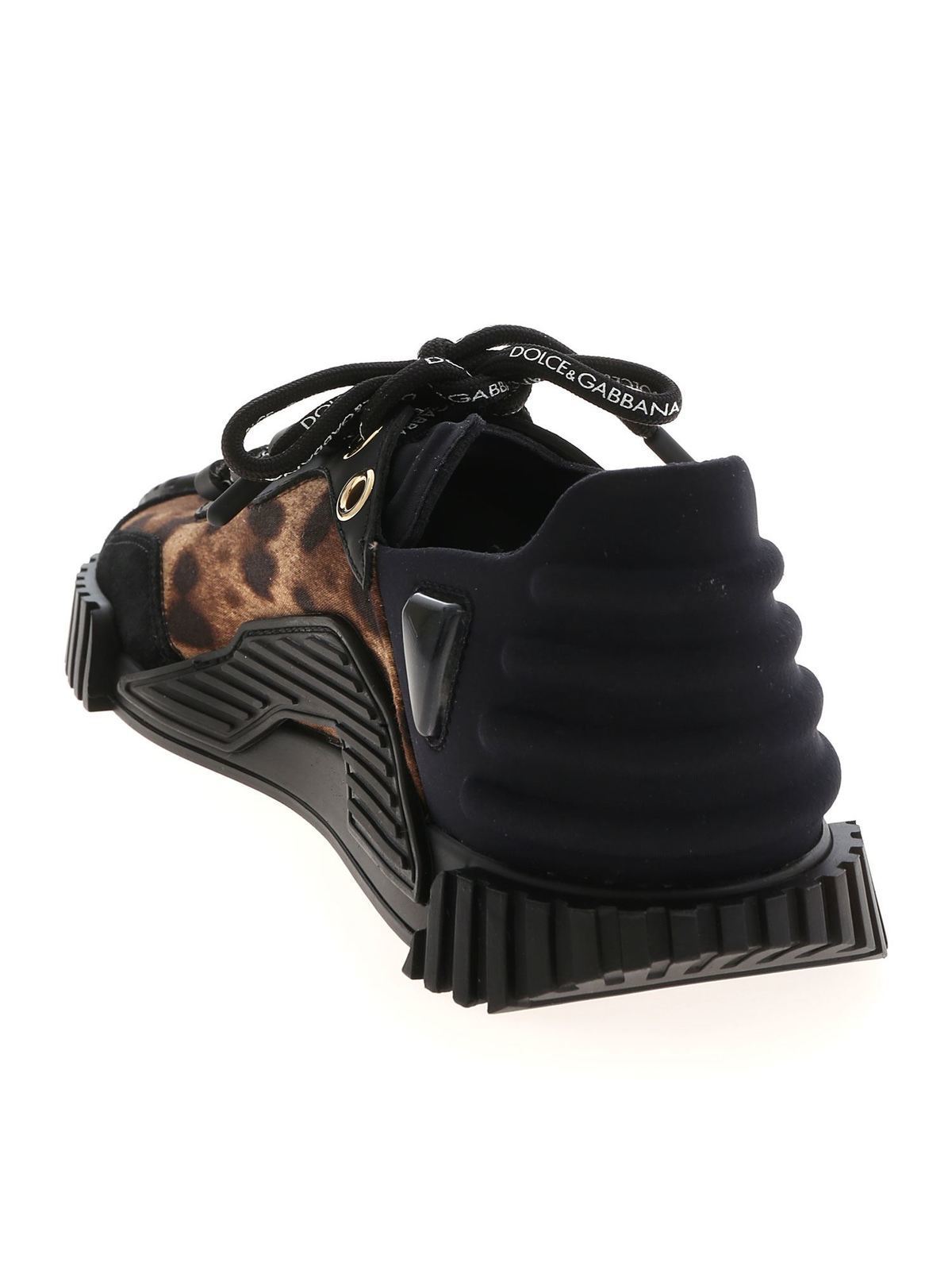 Shop Dolce & Gabbana Animal Print Detail Sneakers In Black