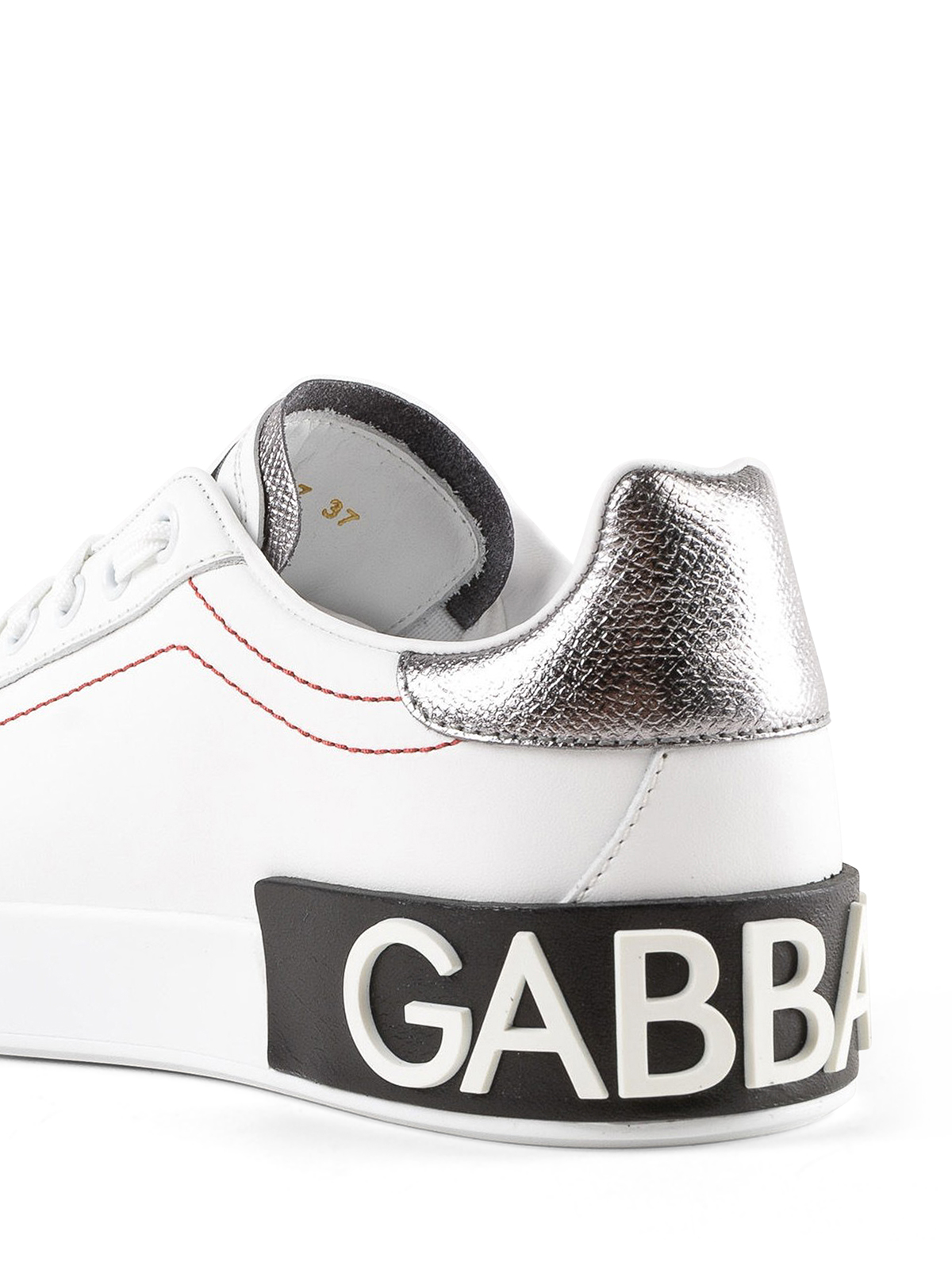 Shop Dolce & Gabbana Portofino White Nappa Sneakers In Blanco