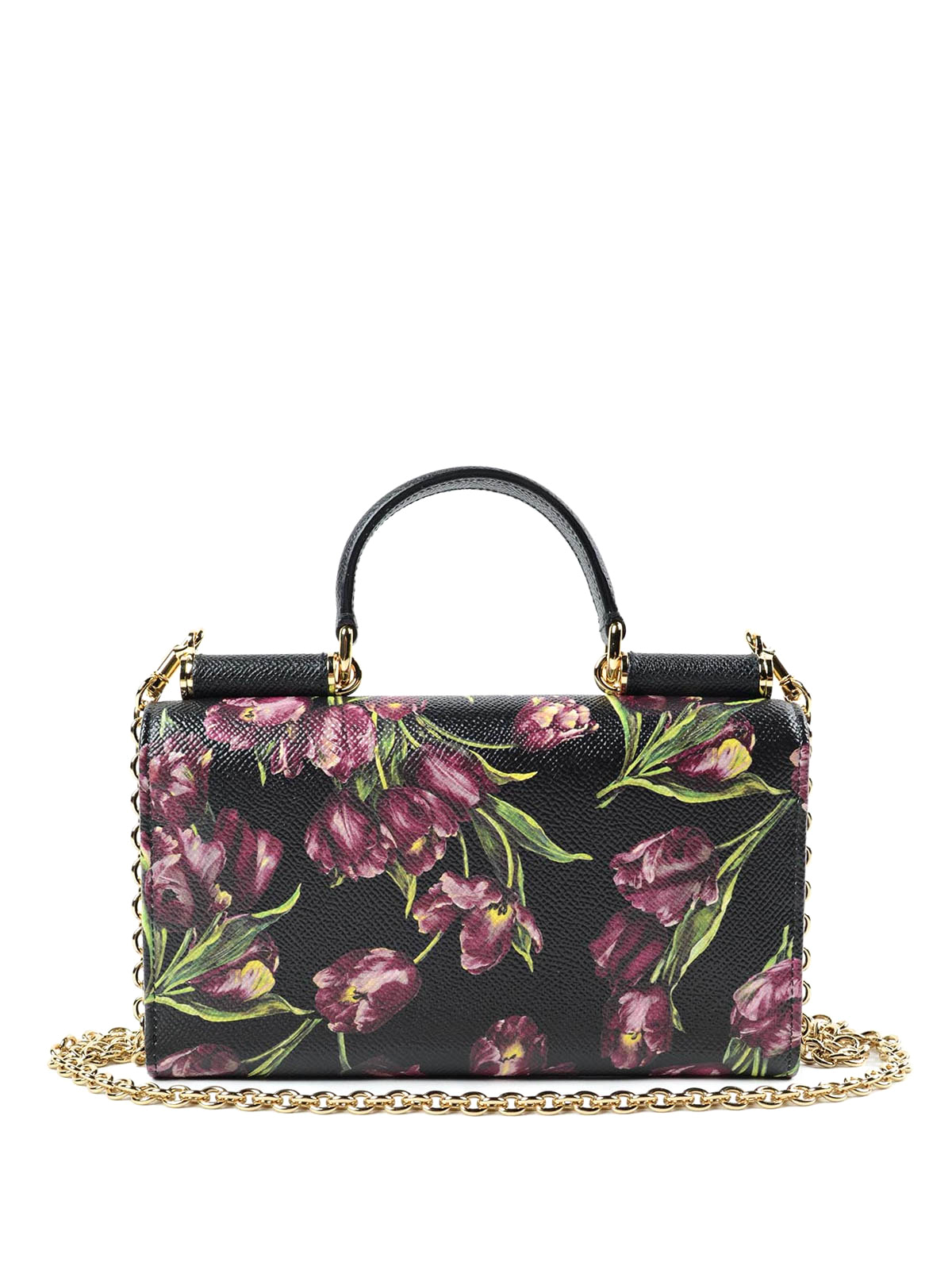 Dolce & Gabbana Mini Von Bag In Dauphine Print Leather in Black