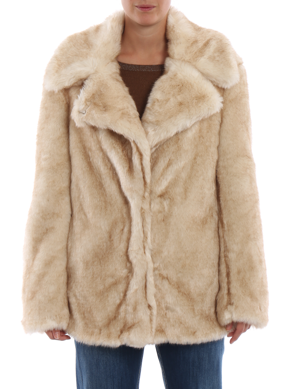 Fur Coats Dondup - effect light beige coat - DJ136PL0197DXXX007