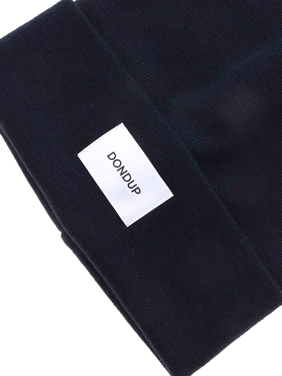 Shop Dondup Logo Label Beanie In Blue