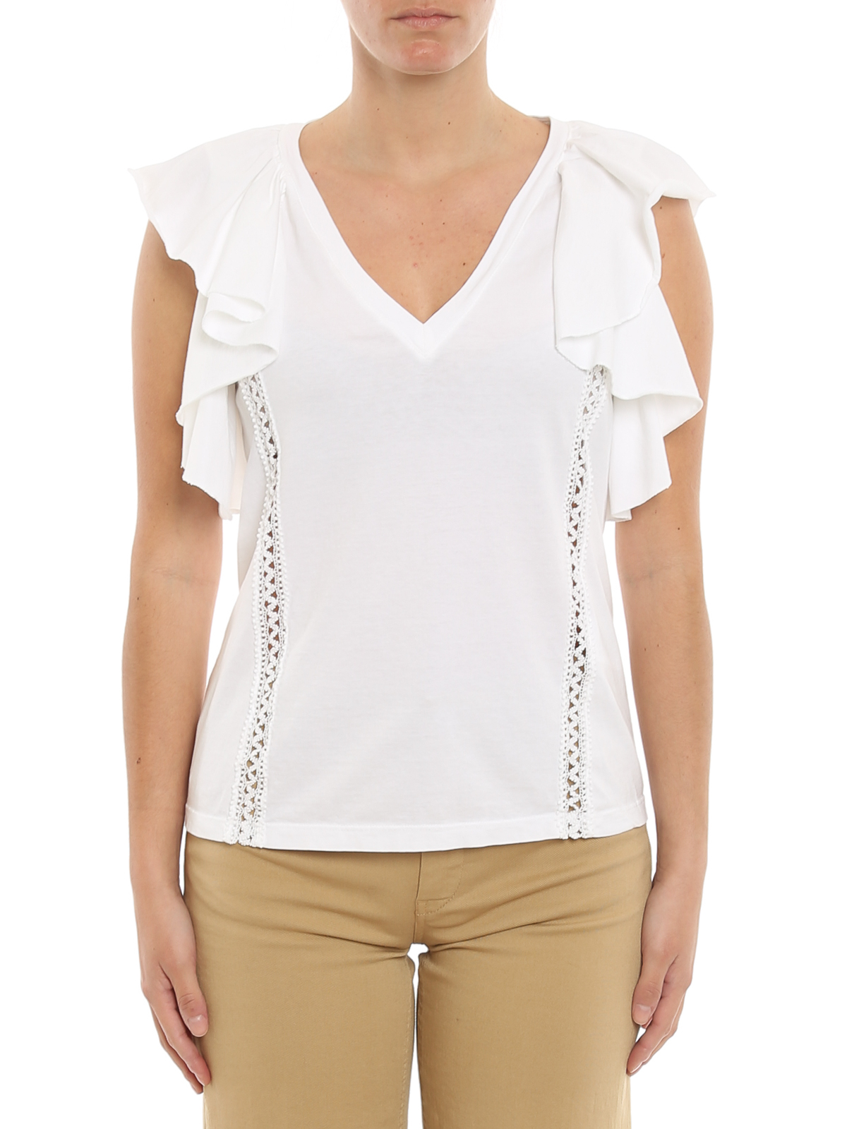 Shop Dondup Cotton Jersey Top In White