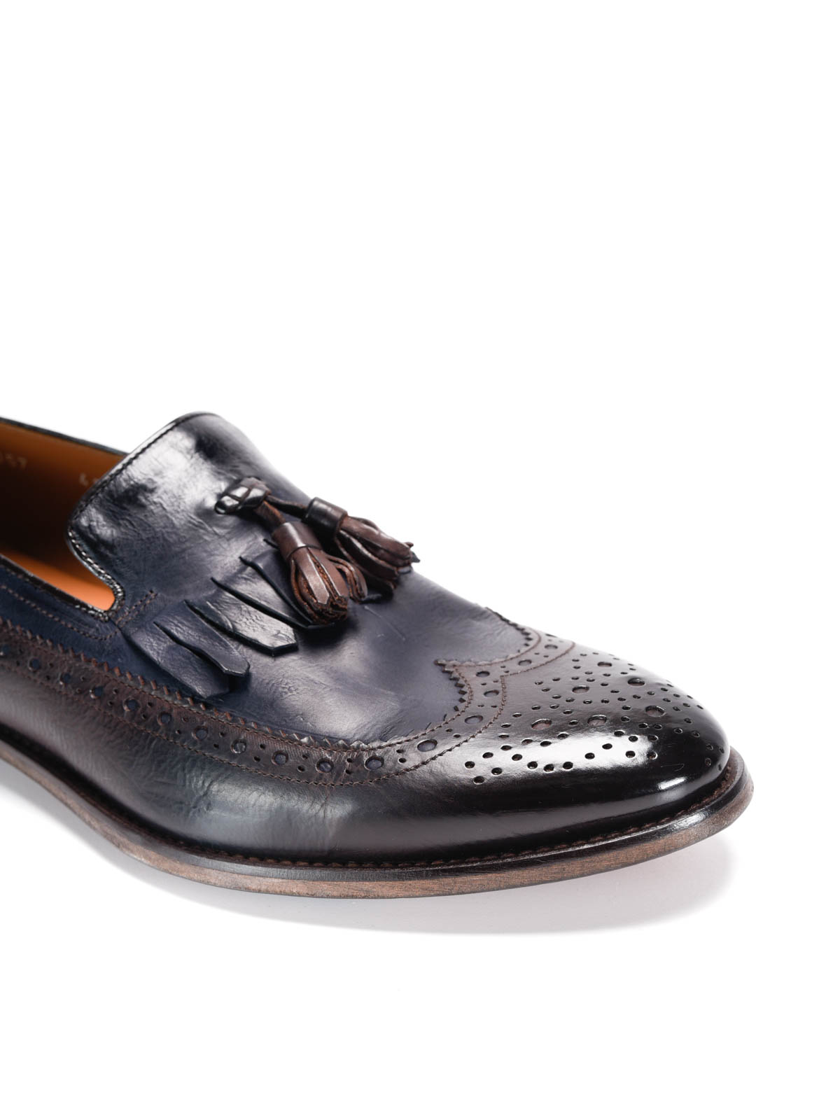 Doucal’s distressed loafers (brown). Men main image 3
