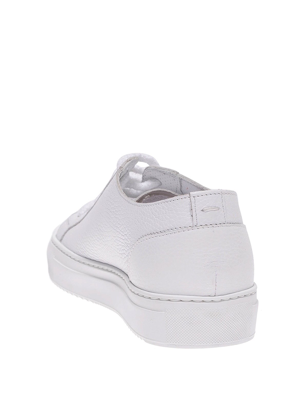 Shop Doucal's Nova Grainy Leather Trainers In White
