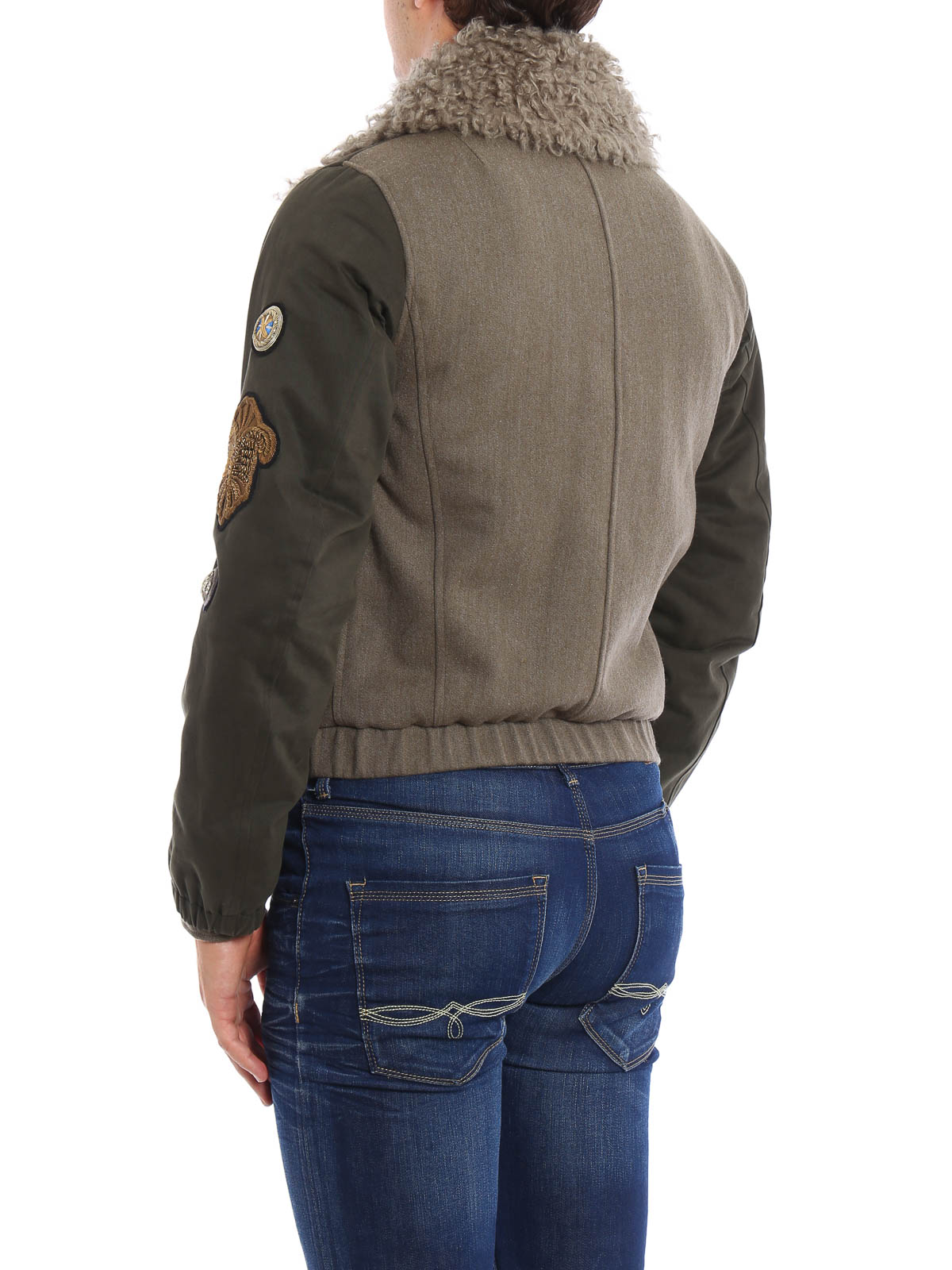 Dries Van Noten Faux fur detailed wool jacket|205322181606