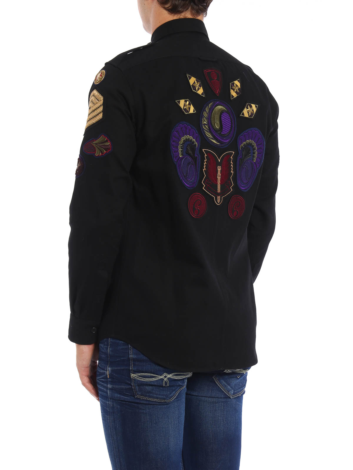 Dries Van Noten Patches detailed denim shirt - Black | 207412479900