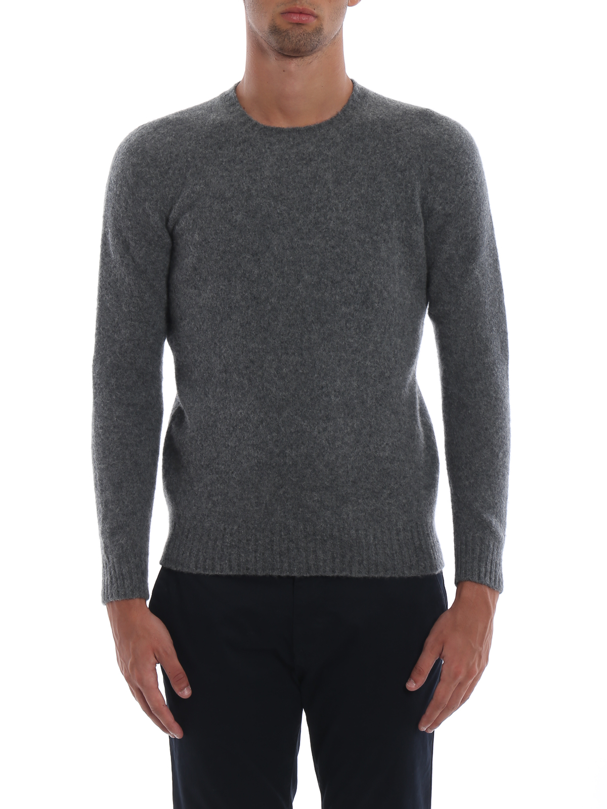 Shop Drumohr Grey Brushed Lambswool Sweater