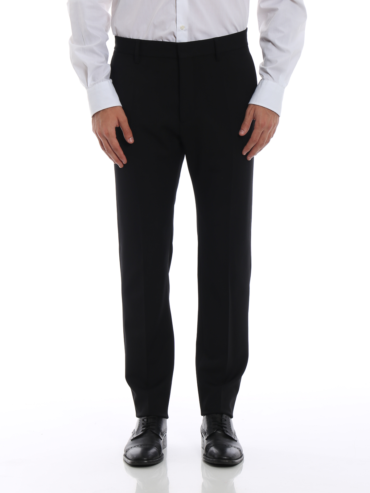Shop Dsquared2 Black Twill Wool Chino Trousers In Negro