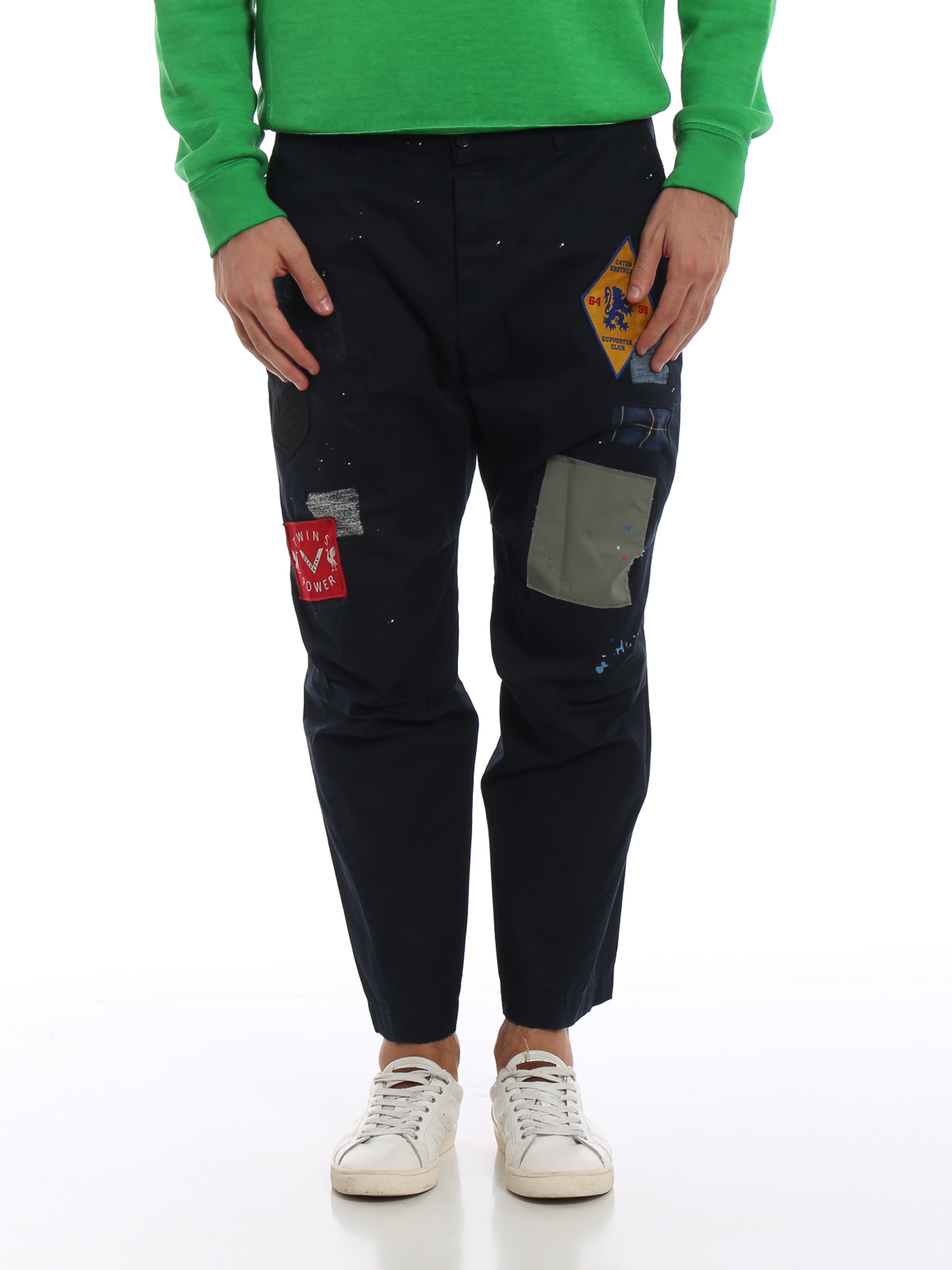 Casual trousers Dsquared2 - Skipper Fit chinos with spots and patches ...