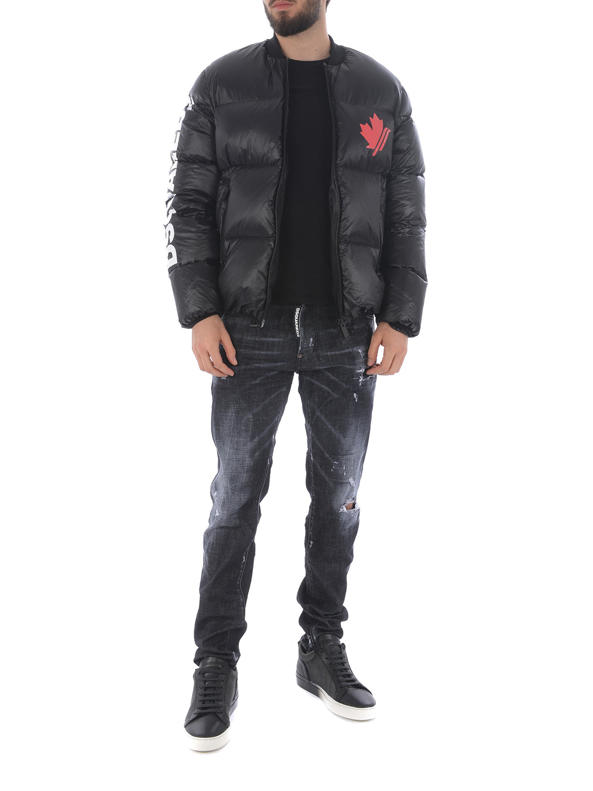 Dsquared2 Maple Leaf Black Down Jacket Size 48