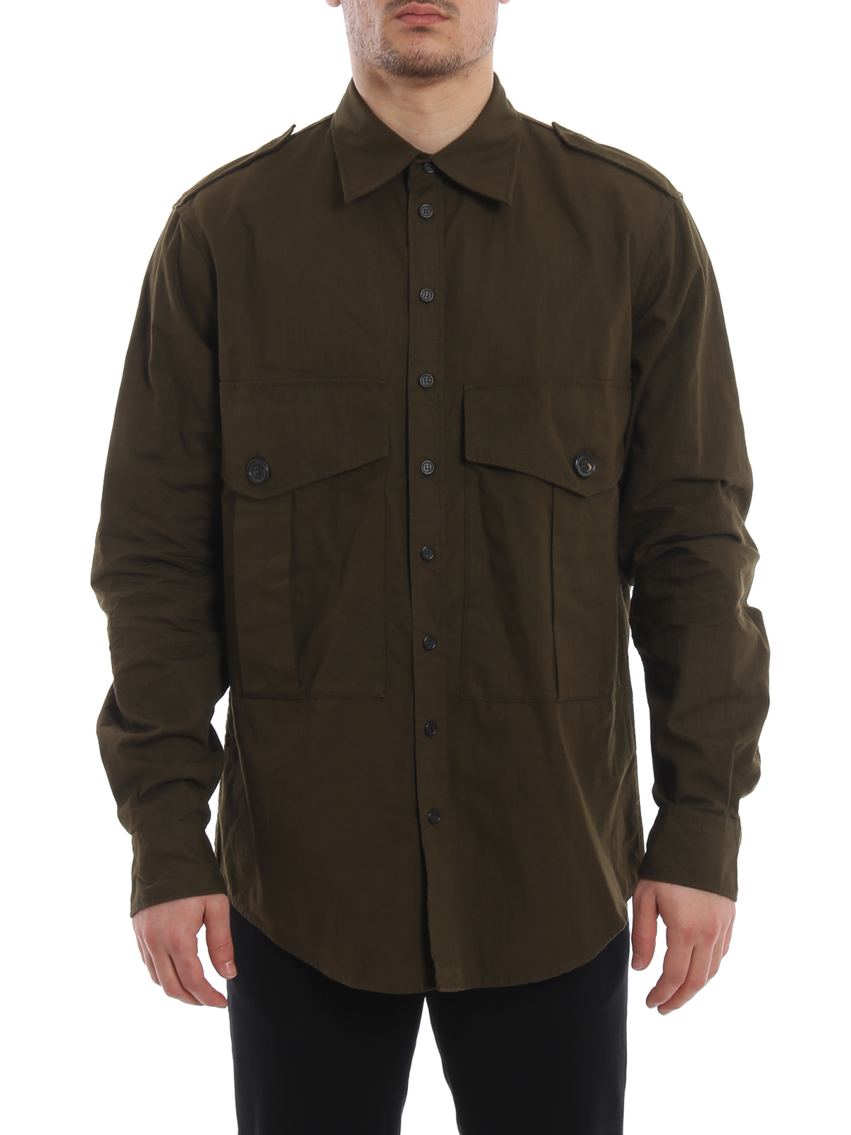 Chemise Dsquared2 Taille 48 Style Militaire - Marron, Manches Longues, Occasion Très Bon état