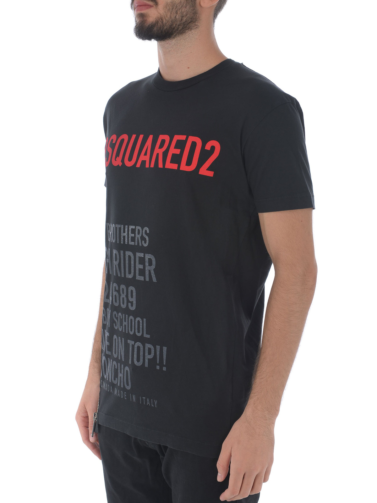 T-shirts Dsquared2 Printed black Tee with zip fastening - S71GD0672S22427900
