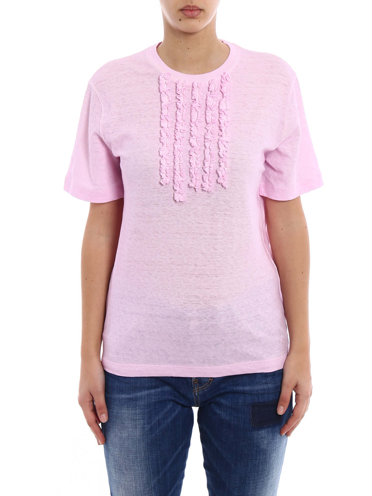 Dsquared2 Ruffled cotton pink T-shirt - Women
