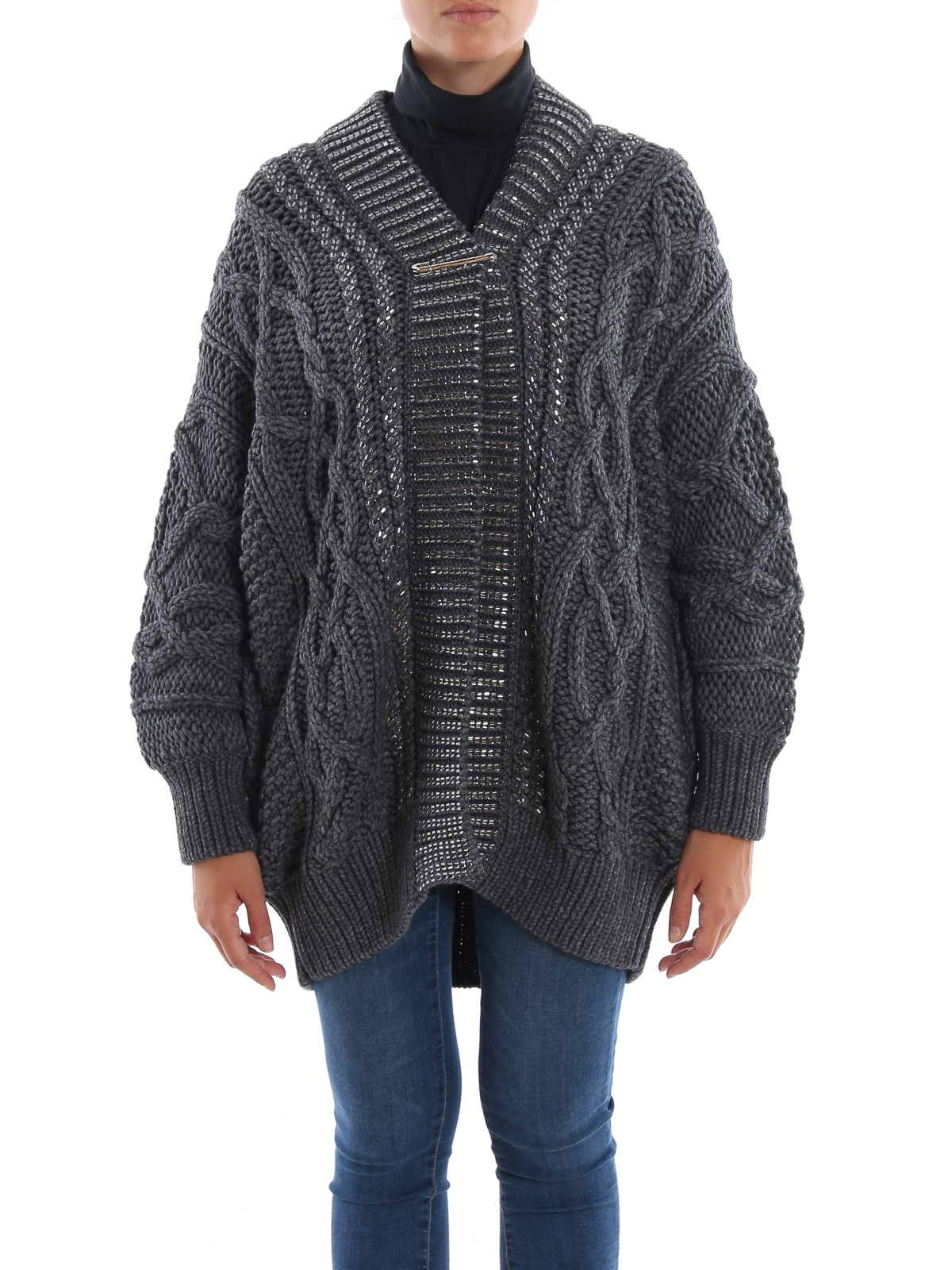 Ermanno Scervino Crystal embellished wool over cardigan