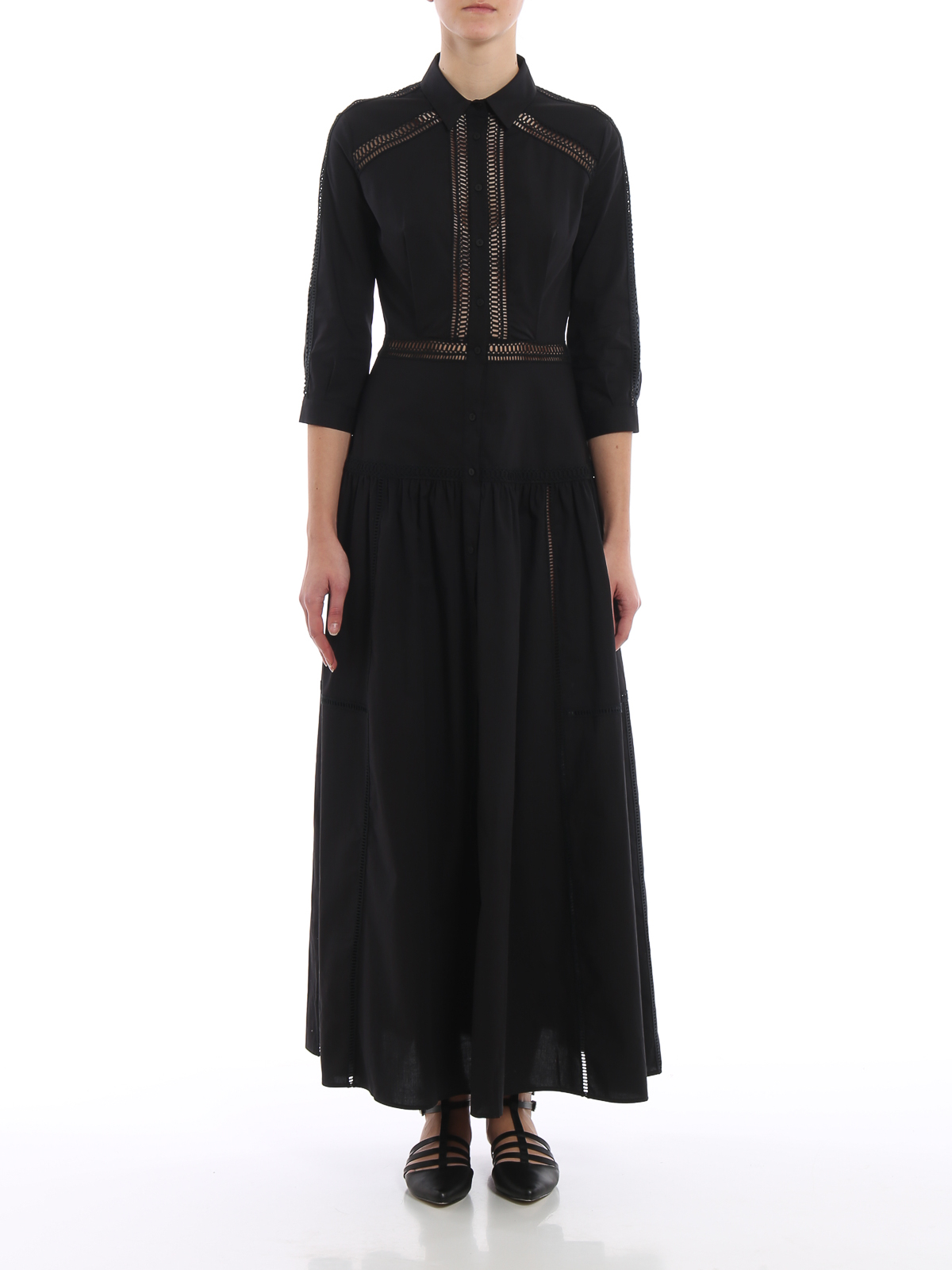 Ermanno Scervino Embroidered cotton poplin maxi shirt dress|D344K308PKI95708