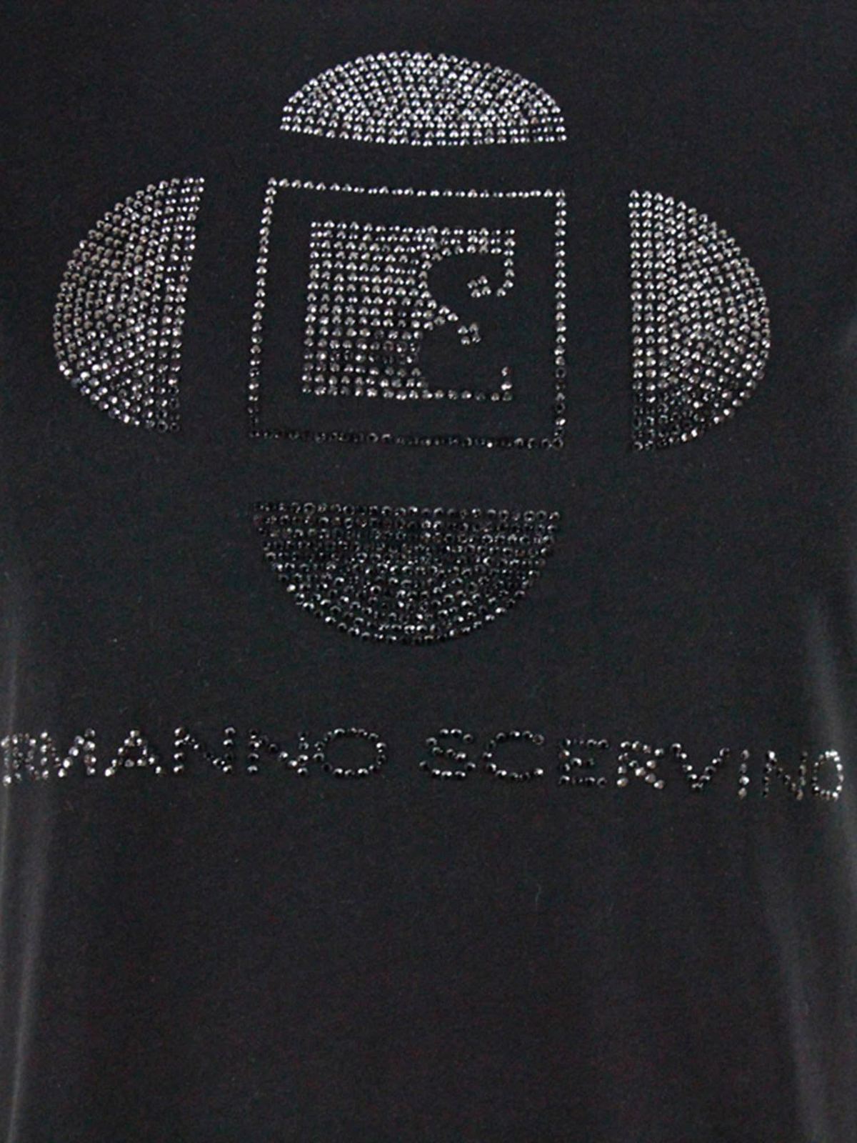Shop Ermanno Scervino Rhinestones T-shirt In Black