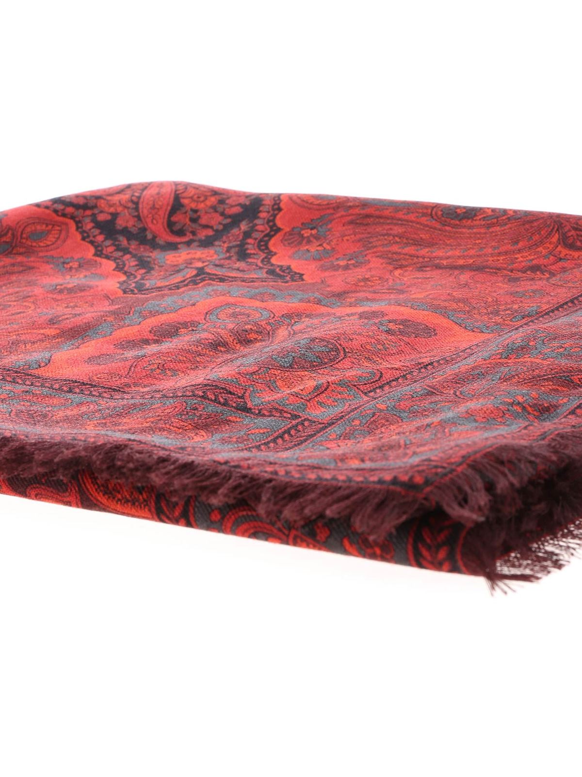 Shop Etro Printed Red Scarf