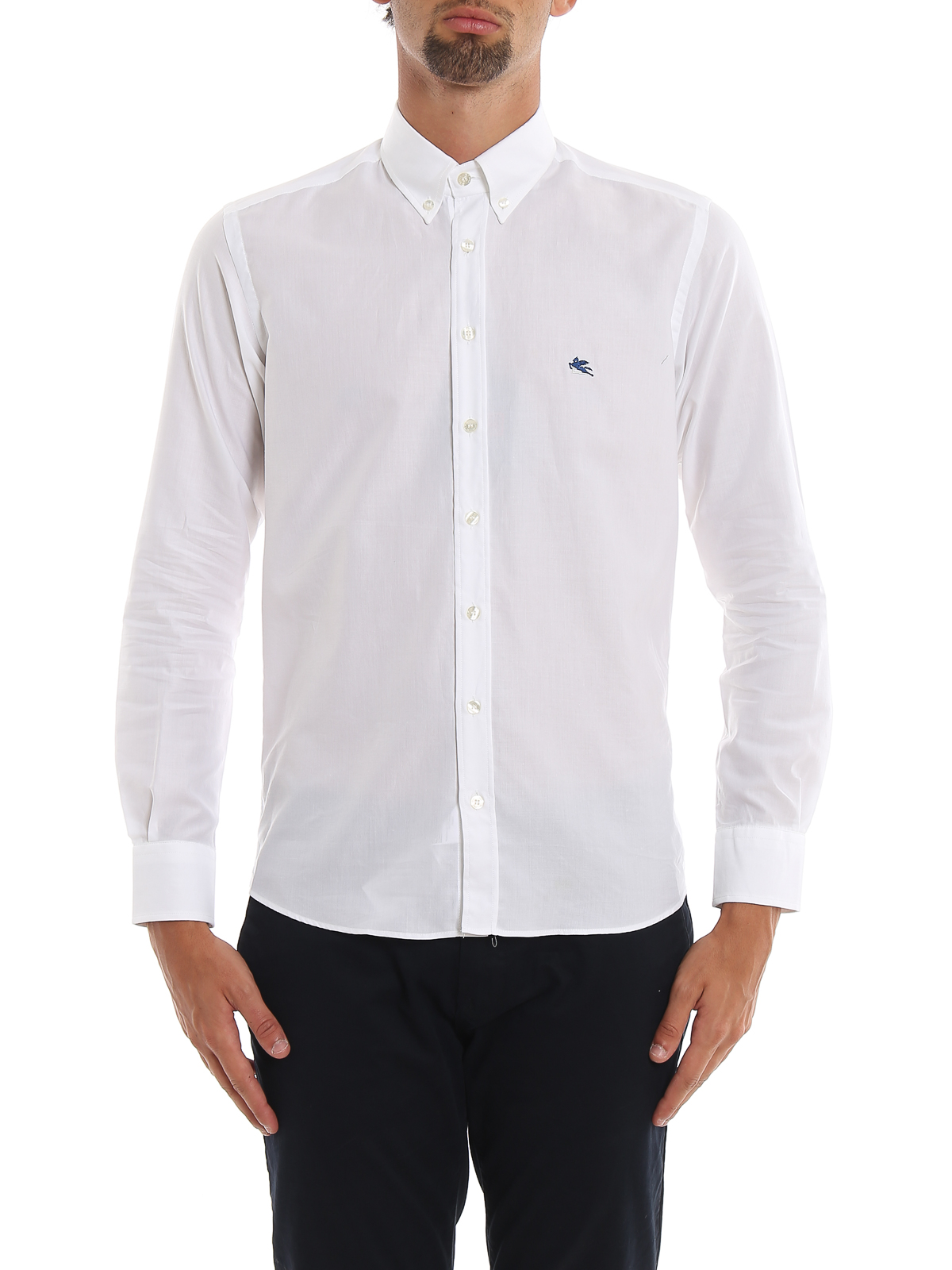 Etro Logo embroidery button-down shirt - White - Men