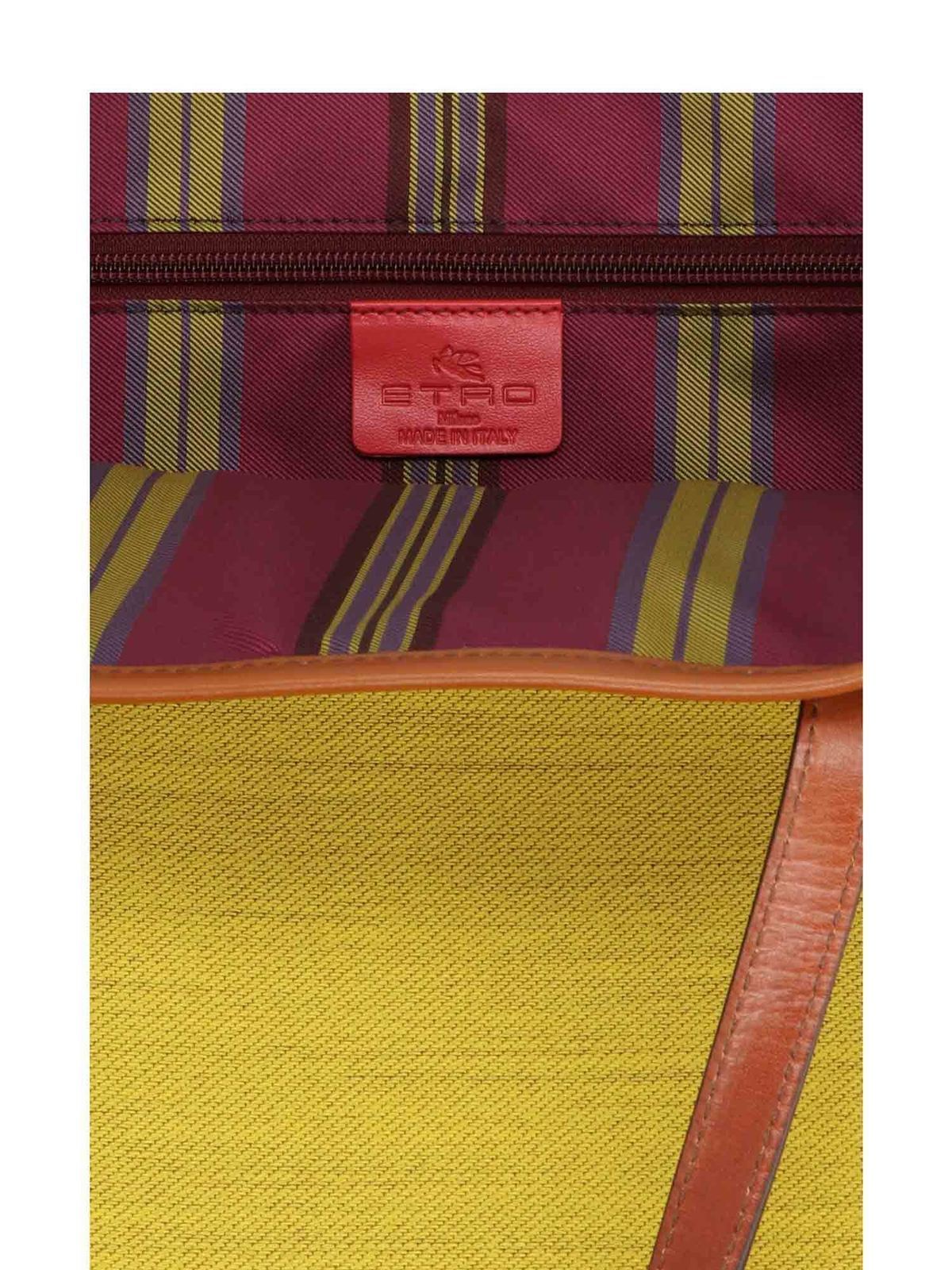 Globetrotter Medium Rafia Tote Bag in Multicoloured - Etro