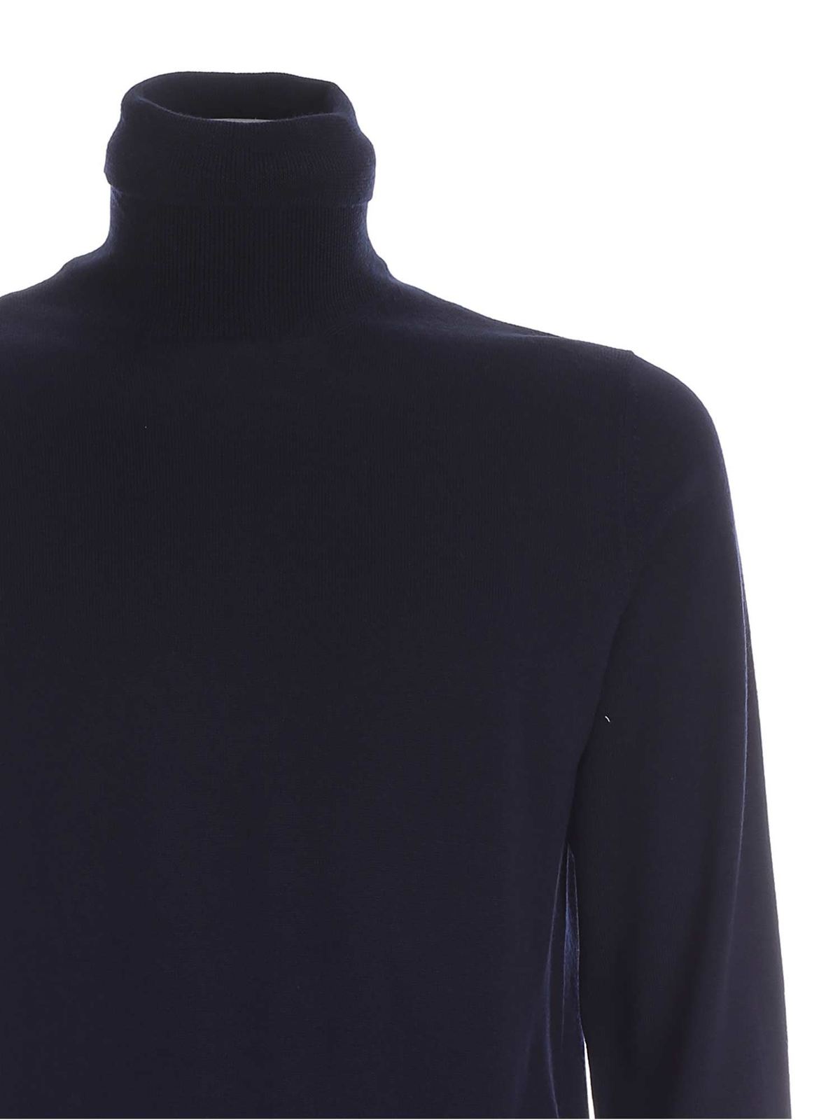 Fay Dolcevita blu con ricamo logo Blu Uomo NMMC1412440CQTU807