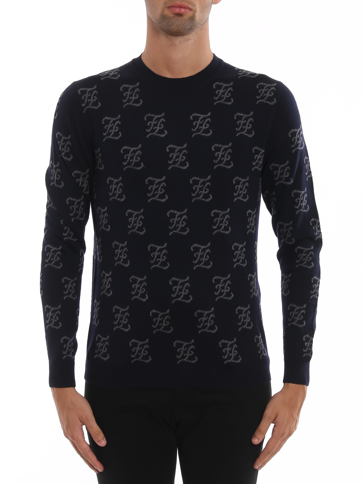 Fendi Wool Sweater with All Over Monogram