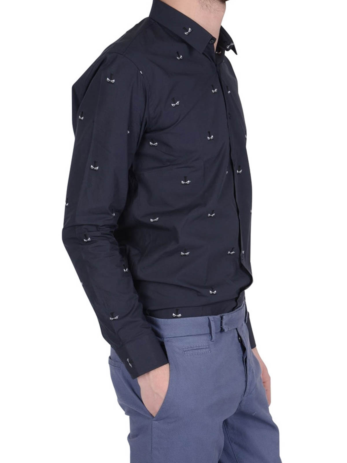 Fendi Embroidered shirt - Dark Blue - Men|FS05816P4F0PTH