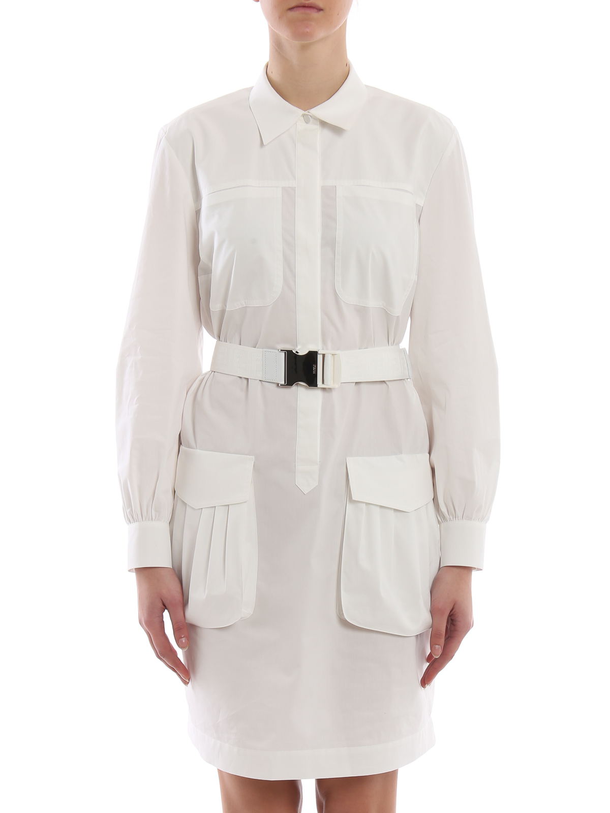 Tak Boost undskyld Short dresses Fendi - Belted white cotton poplin dress - FD9985A0MYF0ZNM