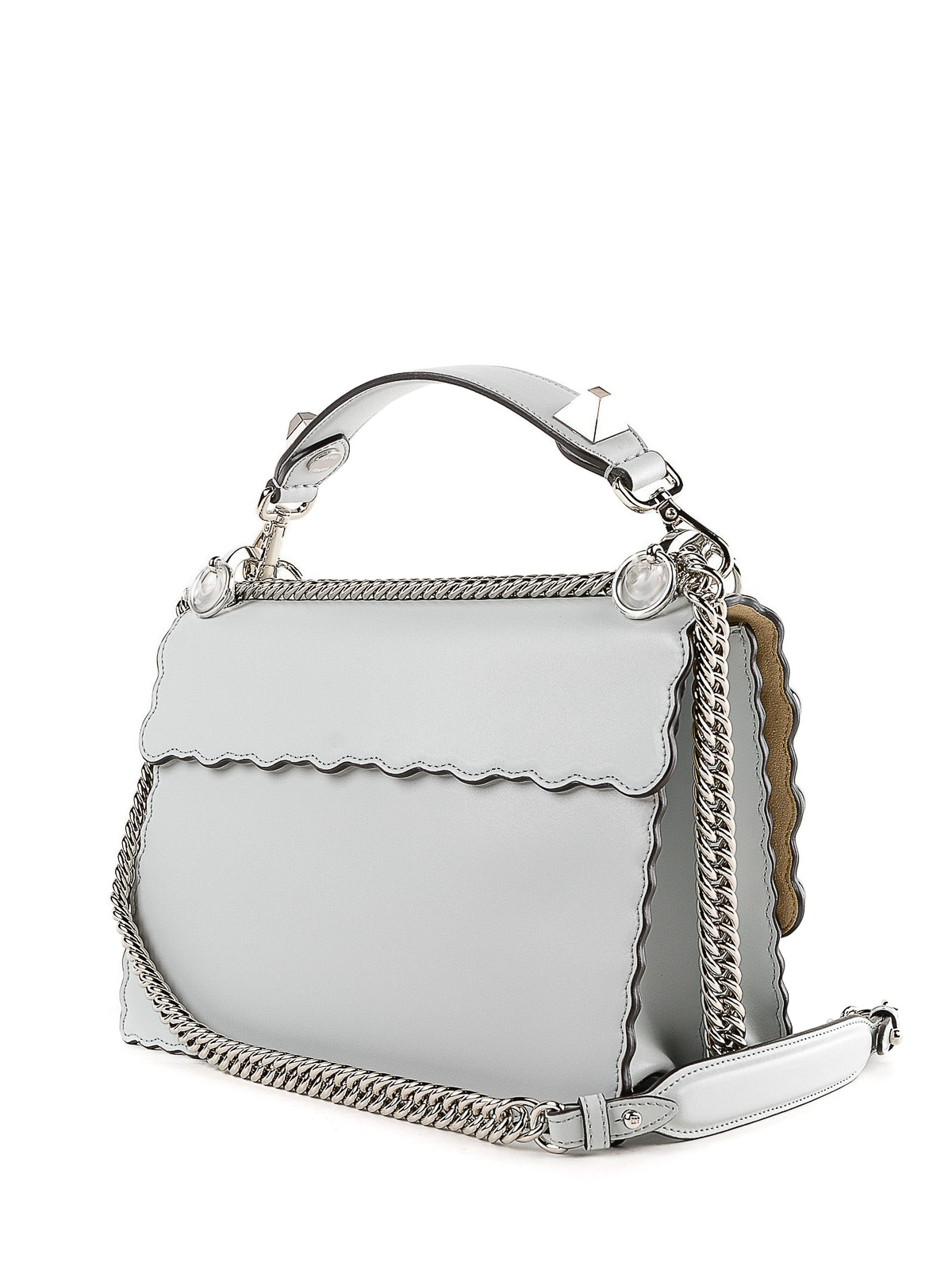 Shoulder bags Fendi Kan I grey bag with studded scalloped flap