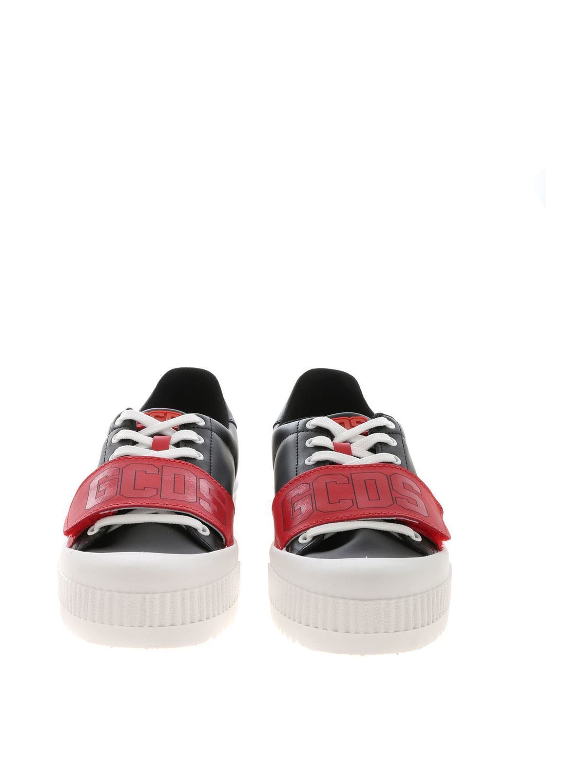 Shop Gcds Sneakers In Black With Red Logo Detail In Negro