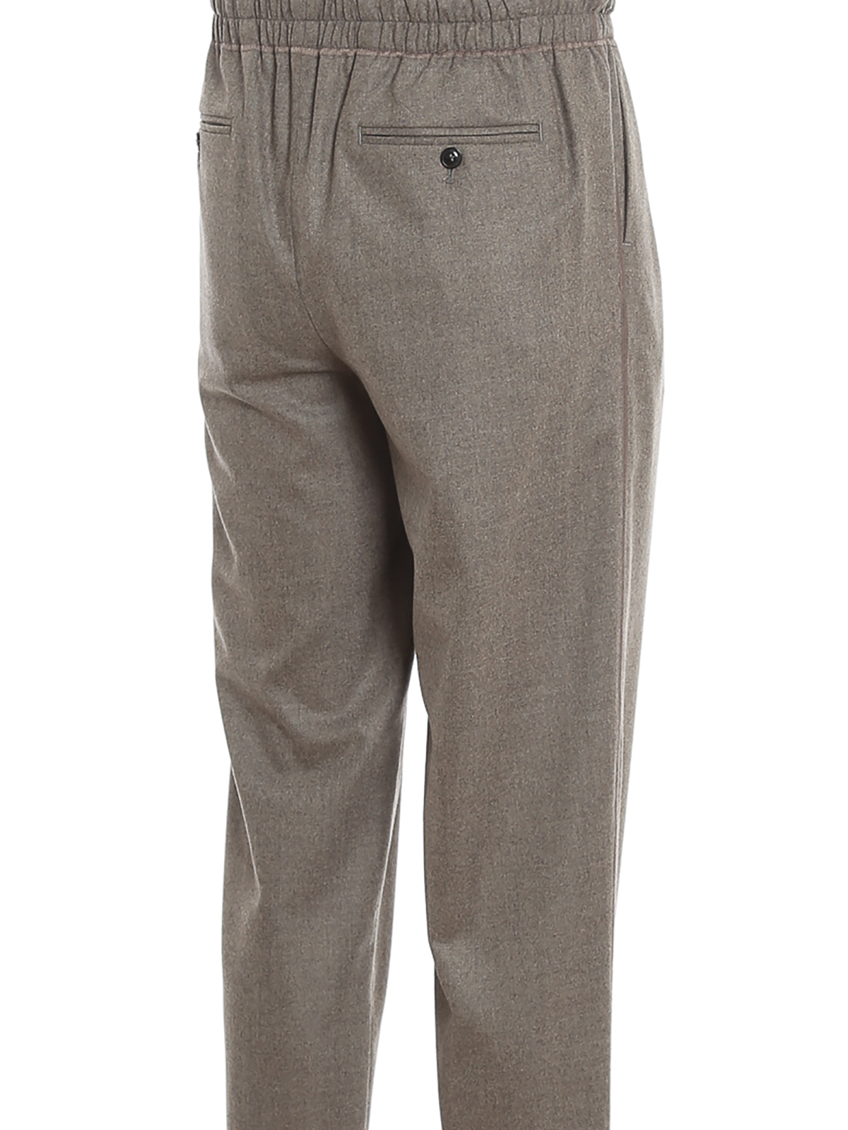 Giorgio Armani Grey Stretch-Wool Trousers - Pants & Jumpsuits