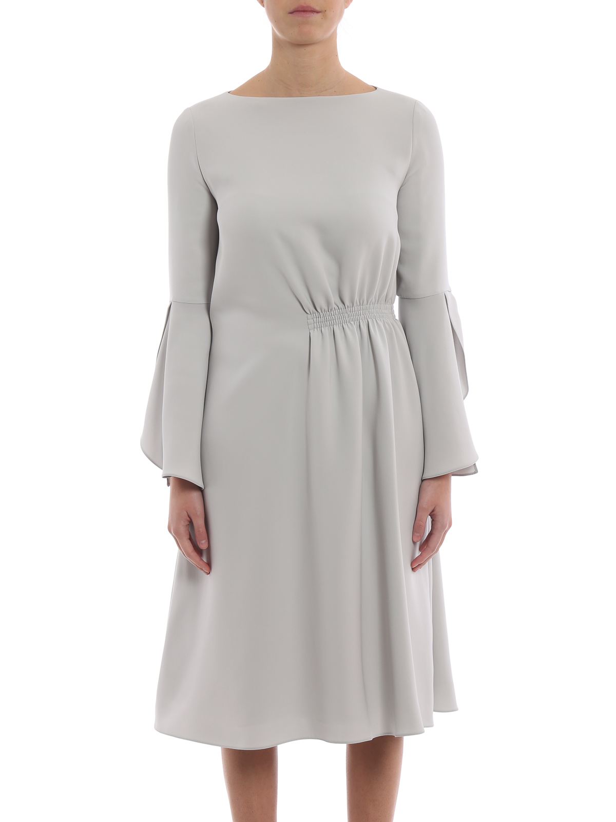 Giorgio Armani Pearl grey silk flared dress|9SHVA020T001OU82U