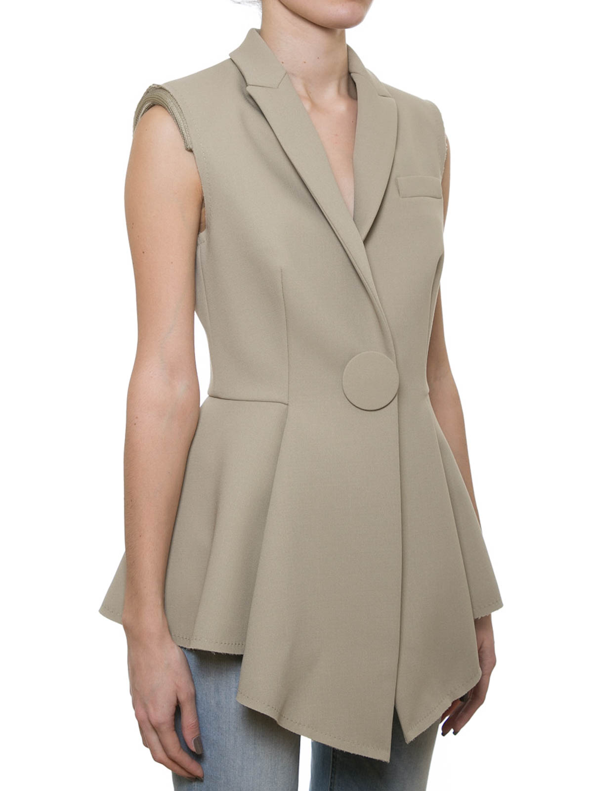 Givenchy Box-pleated sleeveless jacket - Beige|16Y3029062250
