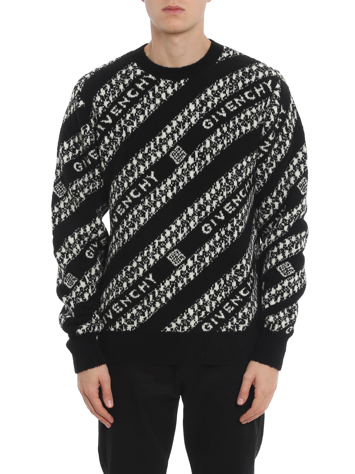 Givenchy Chaîne pattern crewneck - Black - Men | BM90EE4Y6Q004